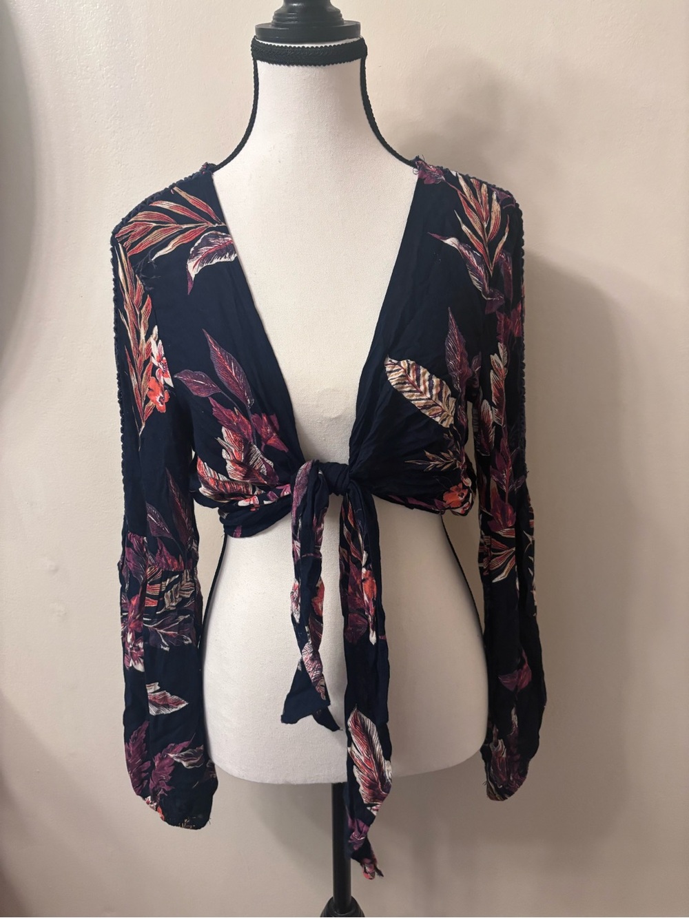 Patrons of Peace Navy Floral Slip with Red and Cream Accents